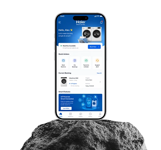Haier Smart Laundry App on phone